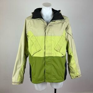 Burton Multicolor Hooded Zipper Front Velcro Cuffs Colorblock Jacket Size M